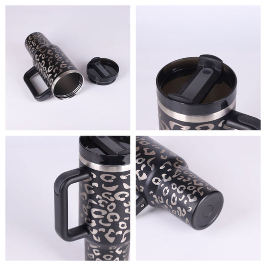 40 Oz Stainless Steel With Handle Straw Insulated