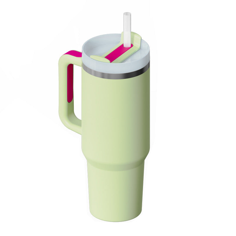 40 Oz Stainless Steel With Handle Straw Insulated