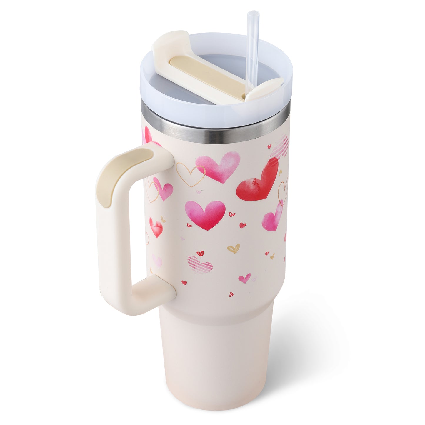 40 Oz Stainless Steel With Handle Straw Insulated