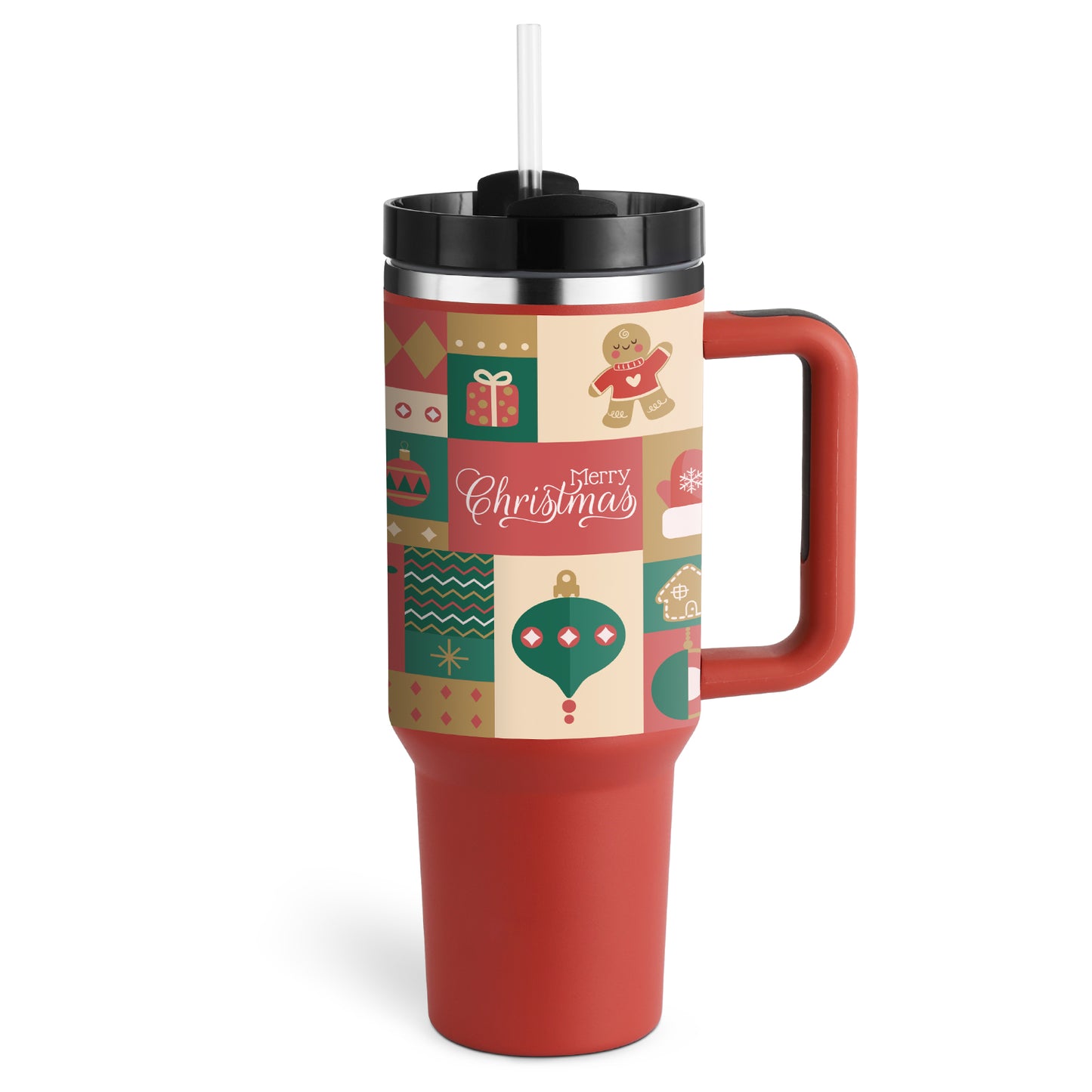 40 Oz Stainless Steel With Handle Straw Insulated