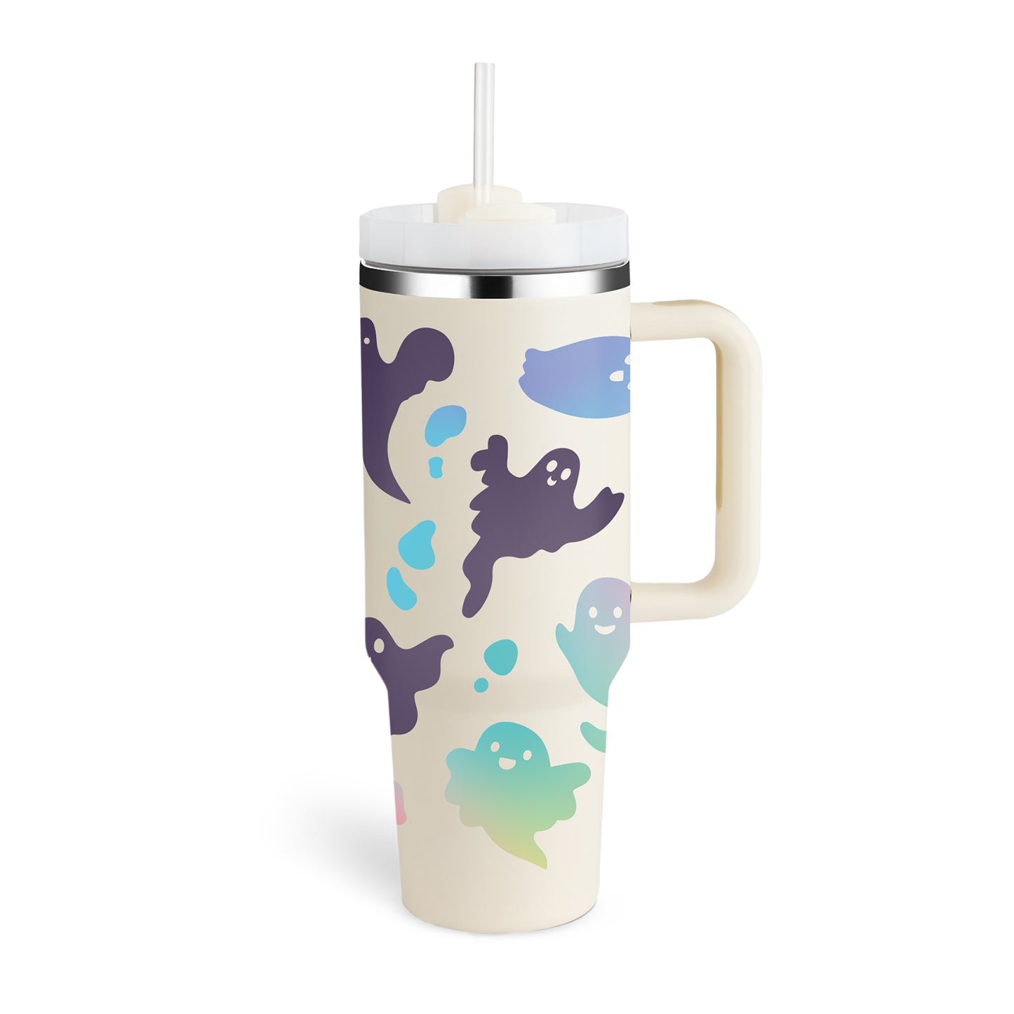 40 Oz Stainless Steel With Handle Straw Insulated