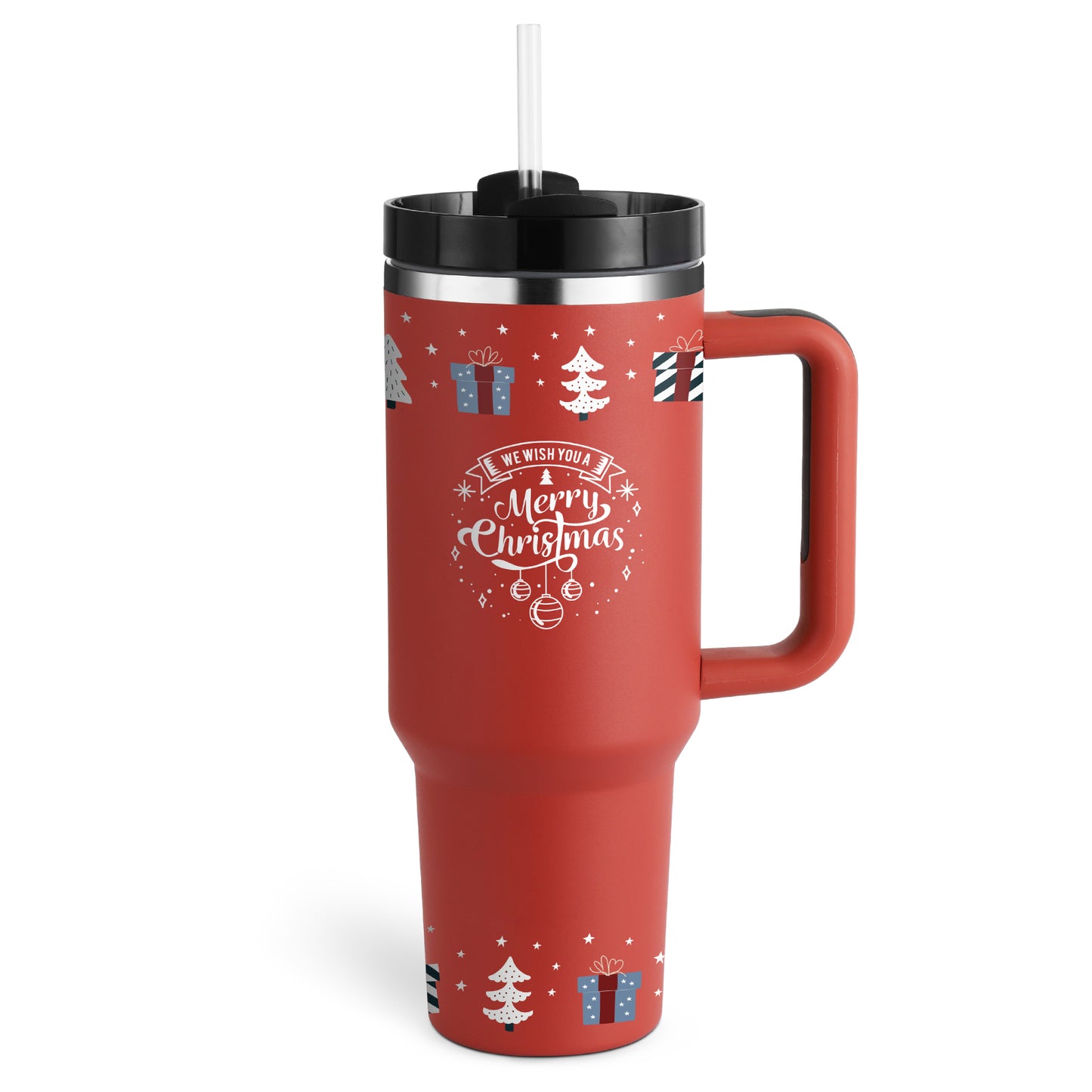 40 Oz Stainless Steel With Handle Straw Insulated