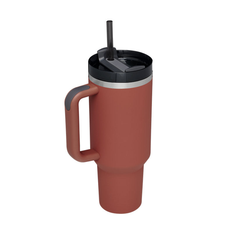 40 Oz Stainless Steel With Handle Straw Insulated