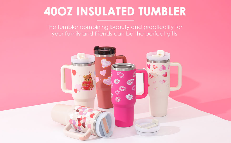 40 Oz Stainless Steel With Handle Straw Insulated