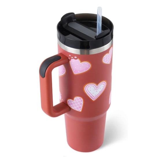 40 Oz Stainless Steel With Handle Straw Insulated