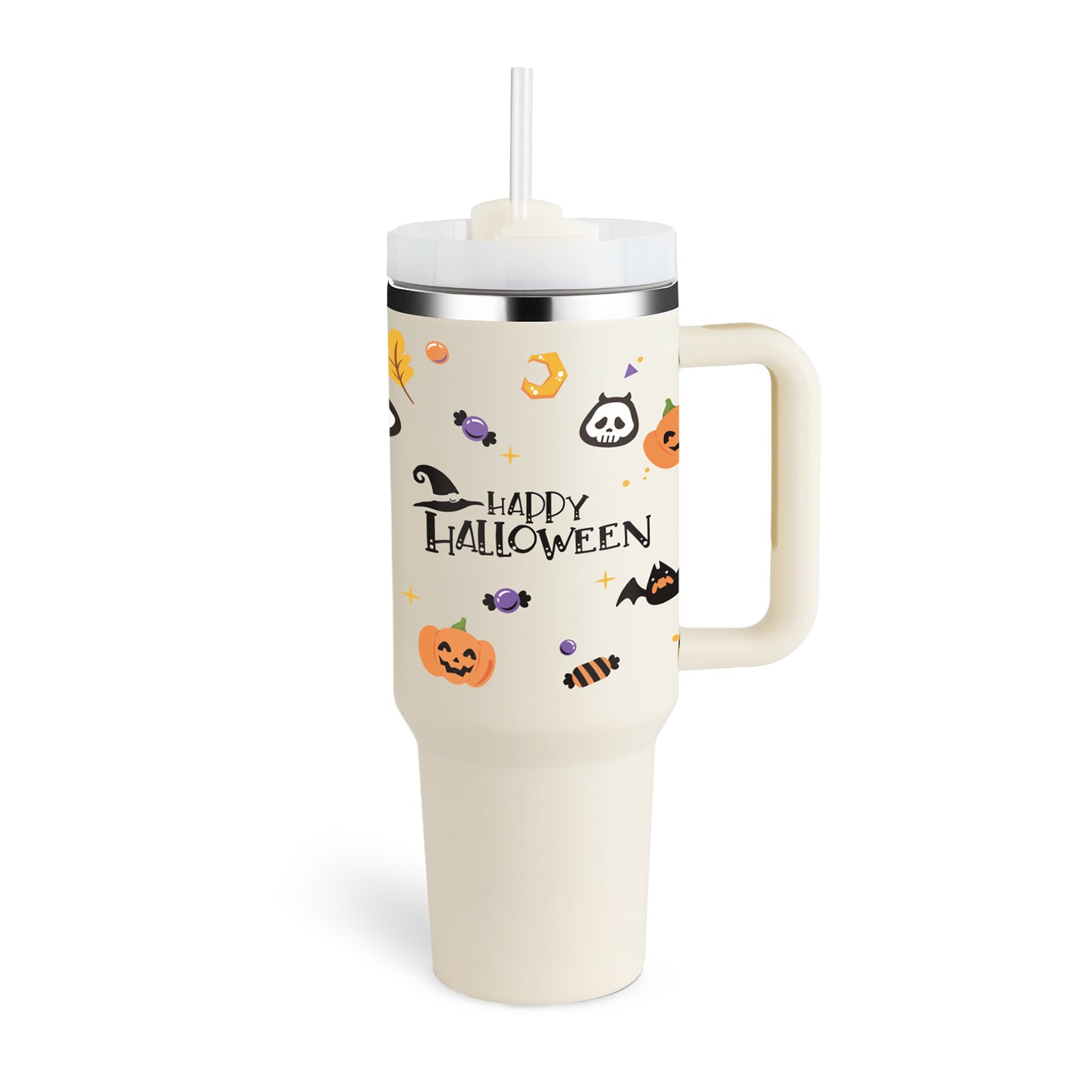 40 Oz Stainless Steel With Handle Straw Insulated