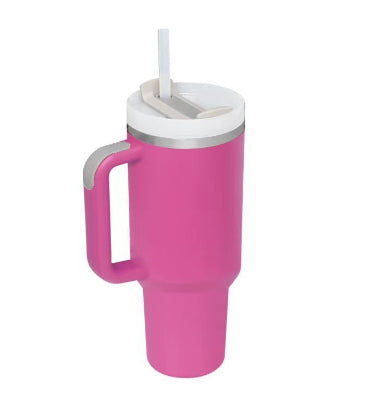 40 Oz Stainless Steel With Handle Straw Insulated