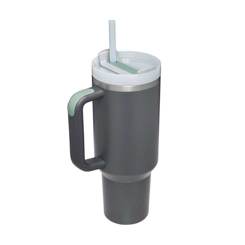 40 Oz Stainless Steel With Handle Straw Insulated