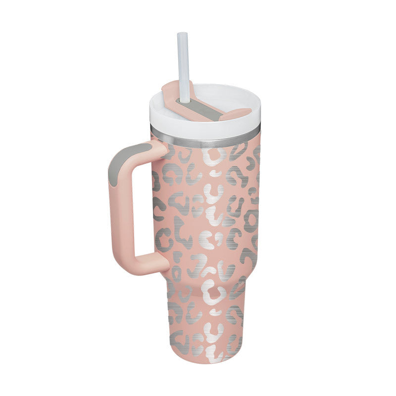 40 Oz Stainless Steel With Handle Straw Insulated
