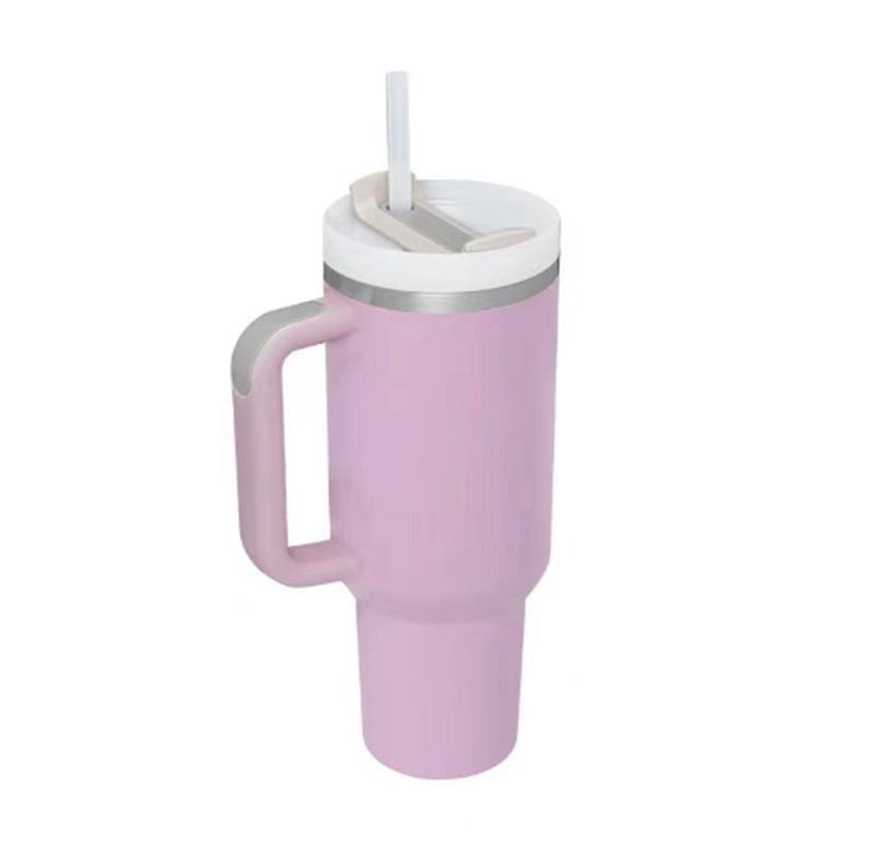 40 Oz Stainless Steel With Handle Straw Insulated