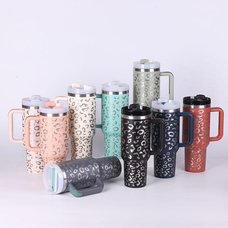40 Oz Stainless Steel With Handle Straw Insulated