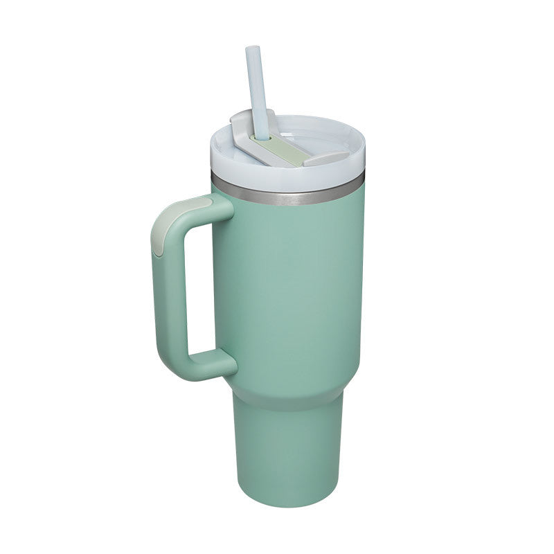 40 Oz Stainless Steel With Handle Straw Insulated