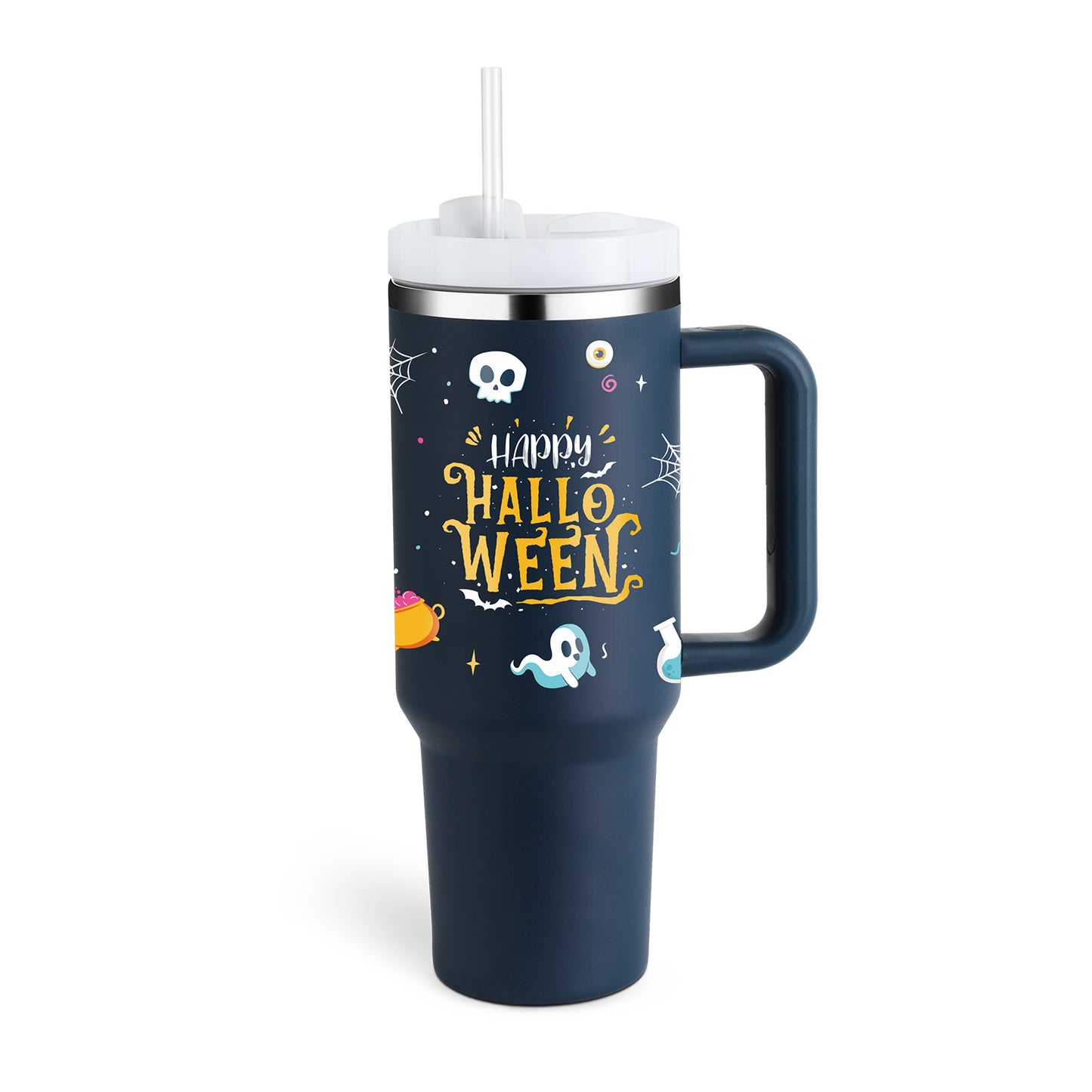 40 Oz Stainless Steel With Handle Straw Insulated