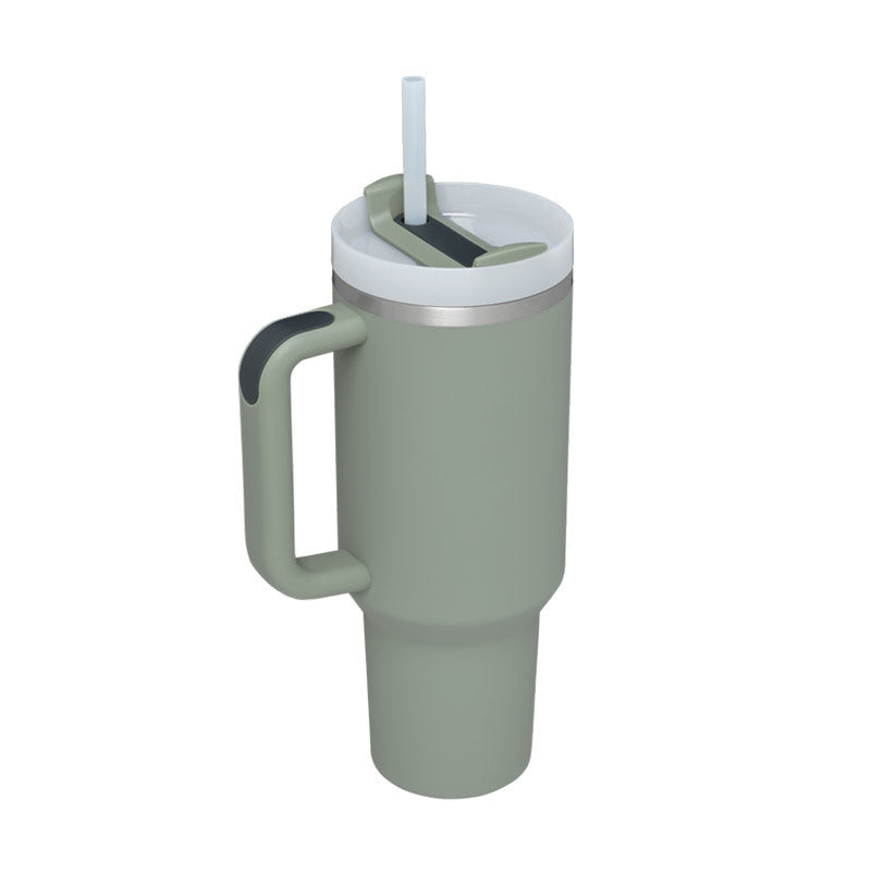 40 Oz Stainless Steel With Handle Straw Insulated