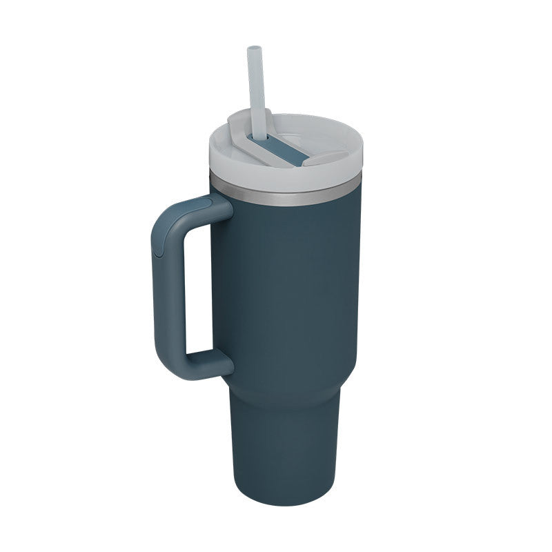 40 Oz Stainless Steel With Handle Straw Insulated