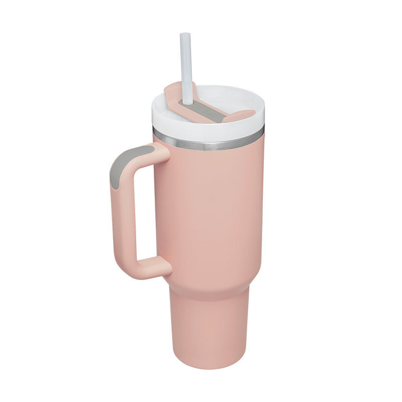 40 Oz Stainless Steel With Handle Straw Insulated